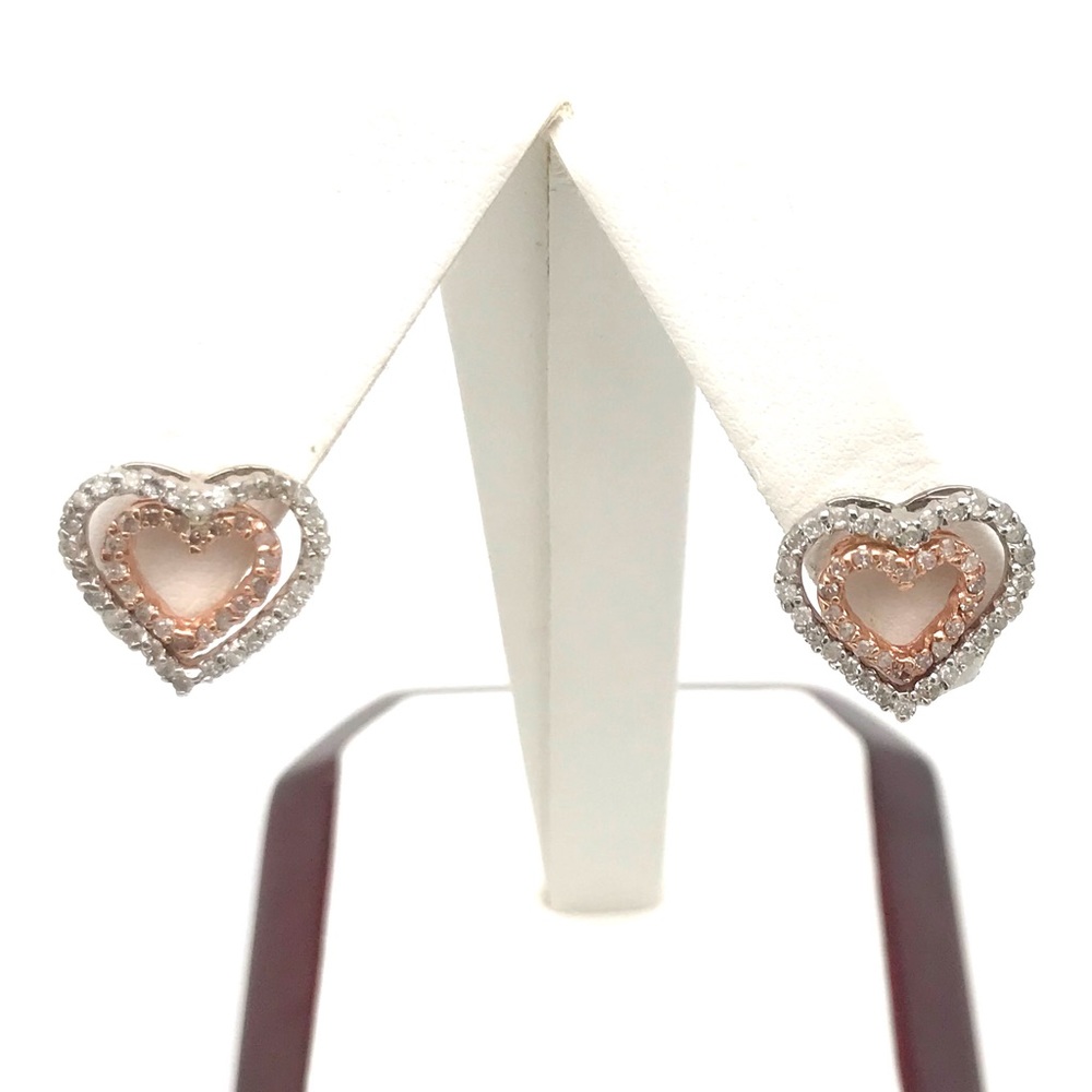 14kt Twotone 1.80ct(Tw) Nat Diamond Heart Earrings
